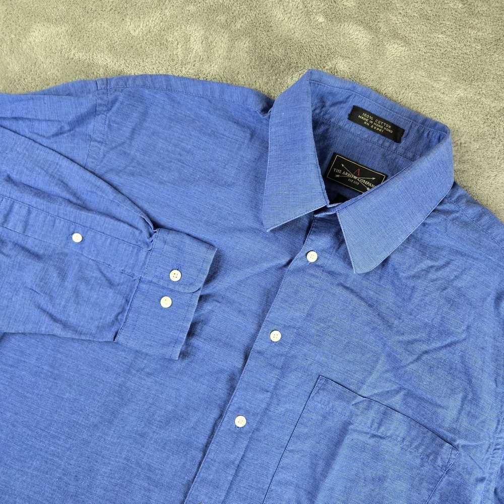 Vintage The Arrow Company Shirt Mens 16 32/33 Blue Long Sleeve Dressy Formal